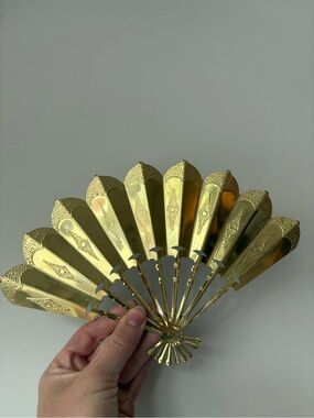 Brass Handheld Decorative Fan - Gold Finish